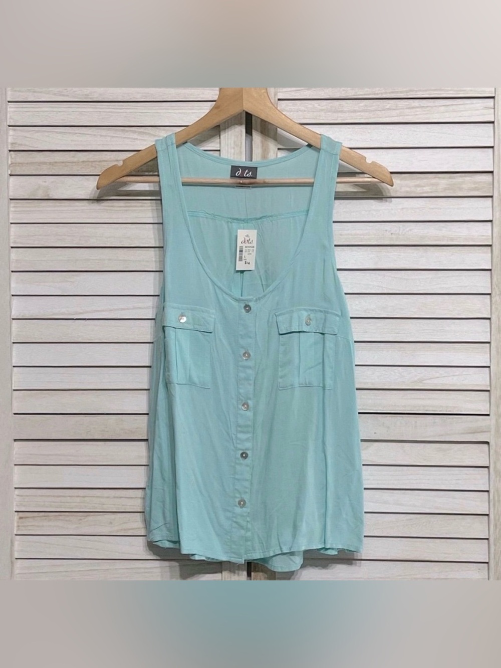 NWT Dots Turquoise Lightweight Tank Top Blouse Size L PRICE FIRM